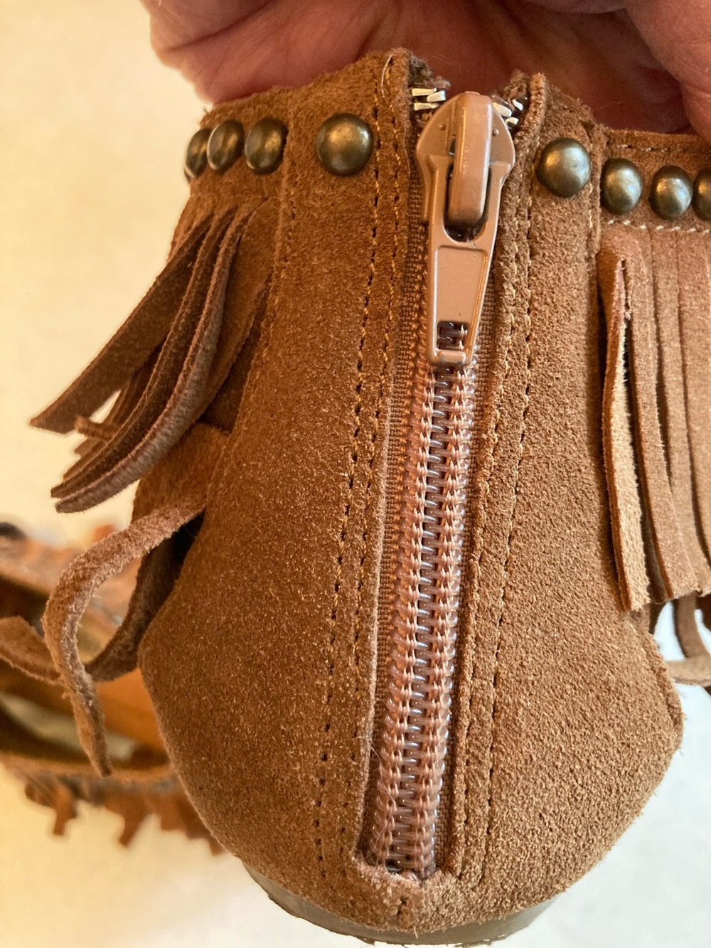 Steve Madden Fringe Suede Moccasin Sandals - Brown - Picture 5 of 10